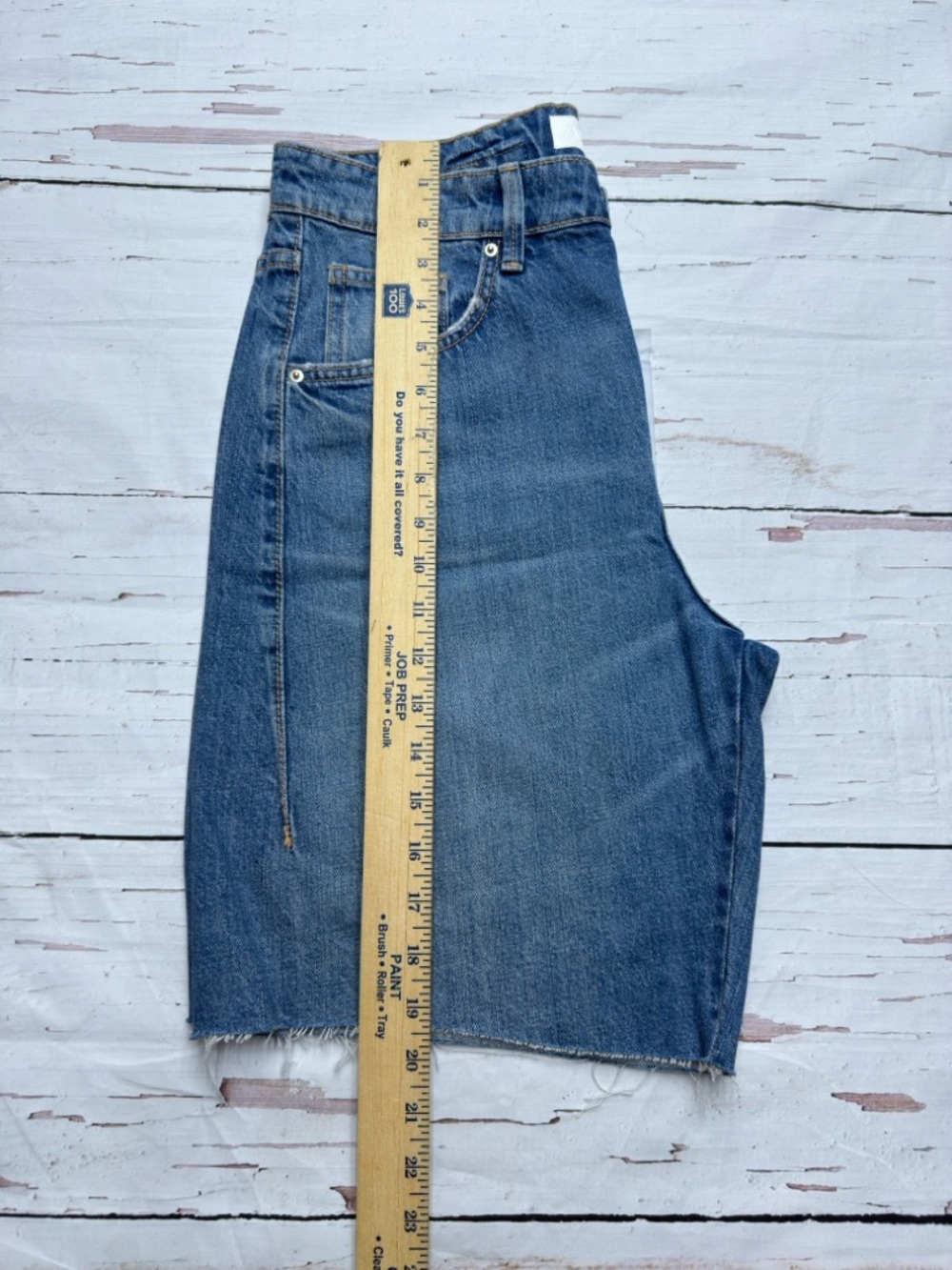 Zara Raw Hem Cinch Back Denim Bermuda Shorts Blue 4 Jorts - Picture 7 of 11